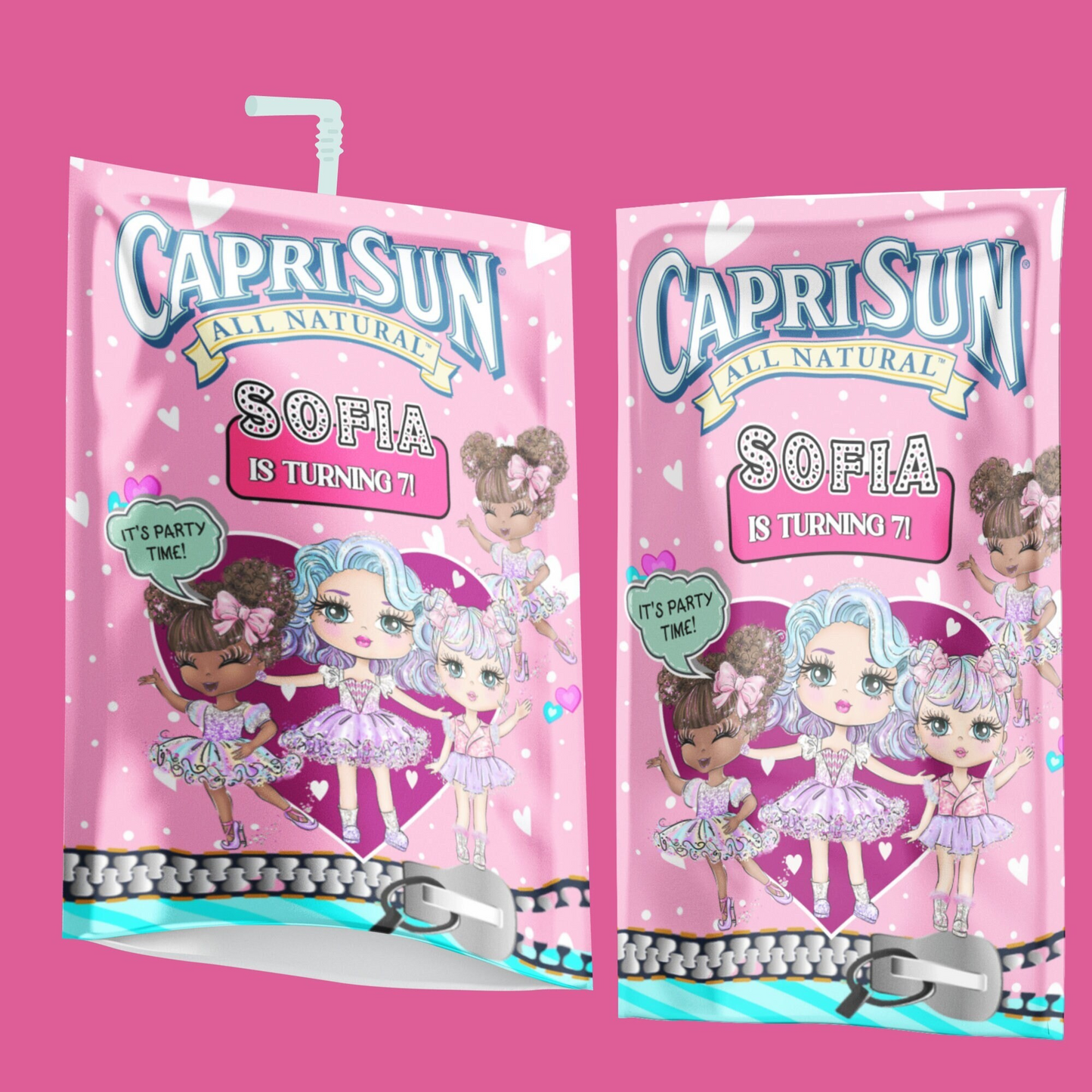 Doll Birthday Digital Capri sun Label, Cute Dolls Birthday Juice Box Label, Editable Baby Doll Birthday Caprisun Label, Birthday Juice Label