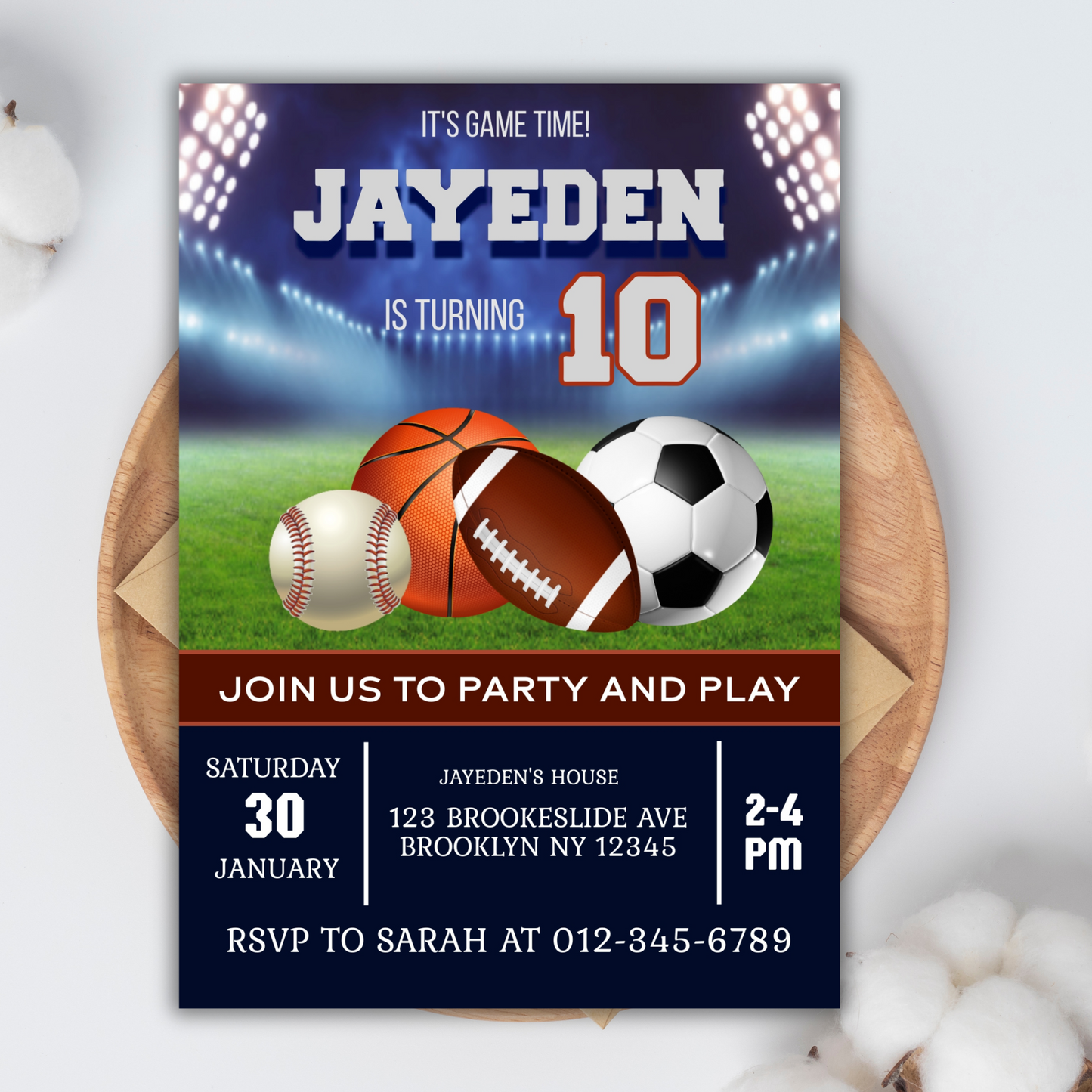 Sports Birthday Printable Invitation, All Stars Sports Basketball, Soccer Baseball Allstars Sports Invitation, Allstars SPORT Pool Birthday