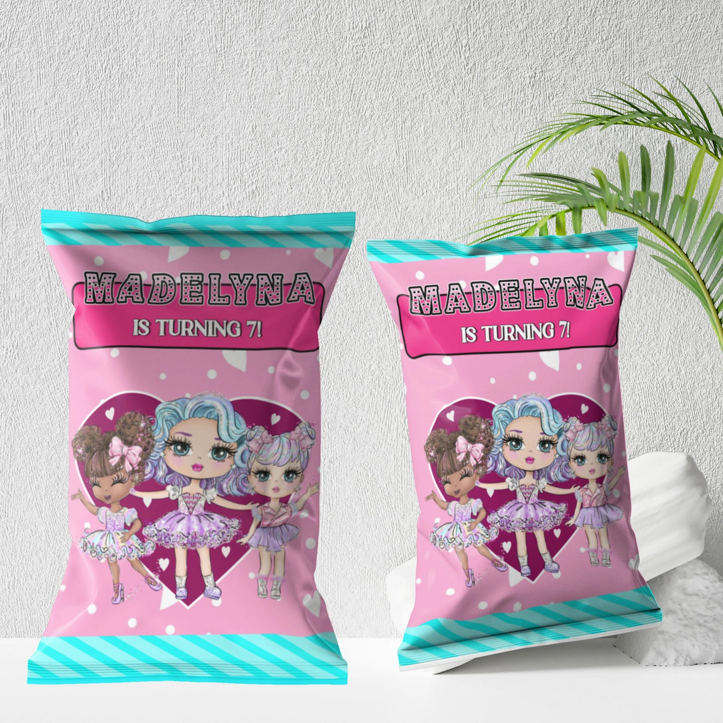 Doll Birthday Digital Chips Bag Label, Cute Dolls Birthday Chips Label, Editable Baby Doll Birthday Chips Label, Birthday Chips Label