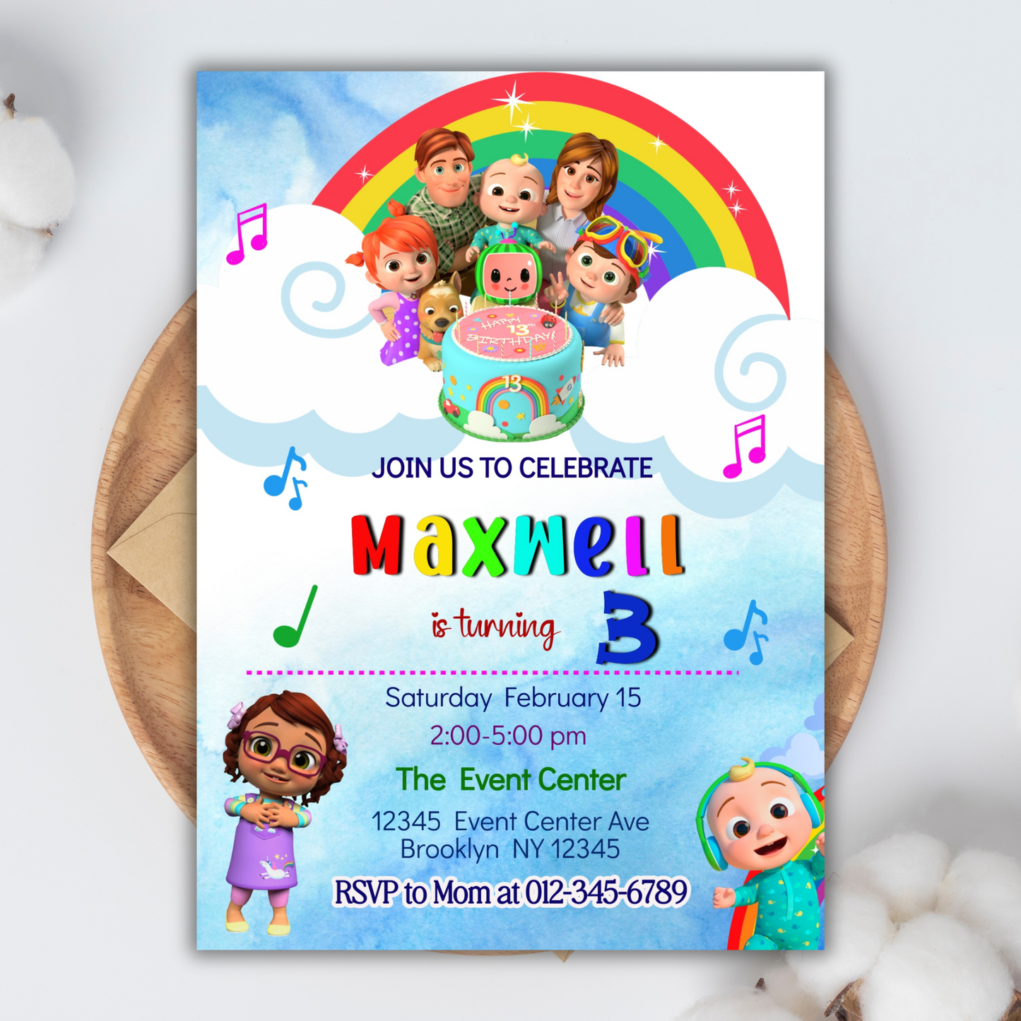Cocomelon Birthday Invitation, Cocomelon Party Invite, Kids Birthday Party Invite, Cocomelon Digital Birthday Invitationfor kids