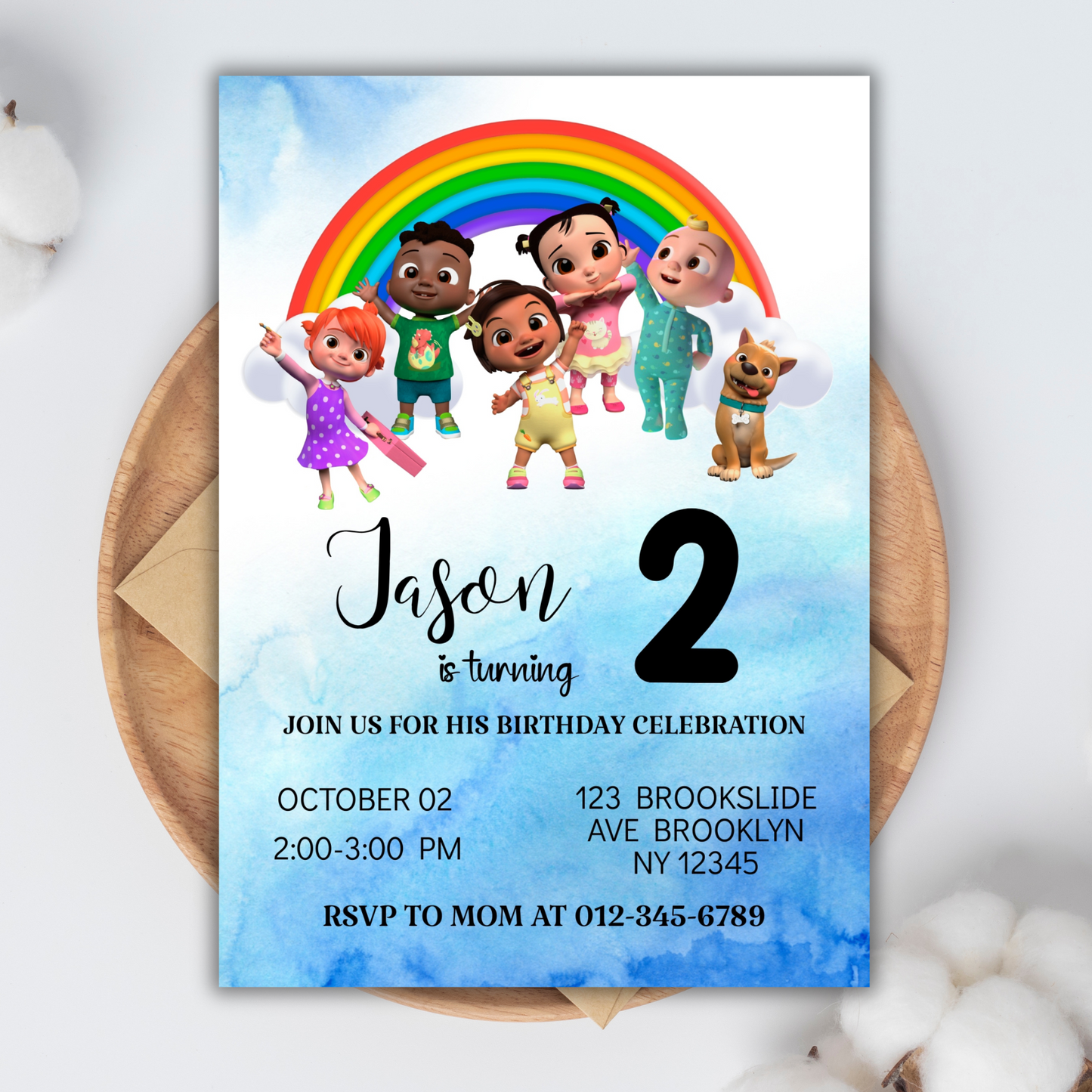 Cocomelon Birthday Invitation, Cocomelon Party Invite, Kids Birthday Party Invite, Cocomelon Digital Birthday Invitationfor kids
