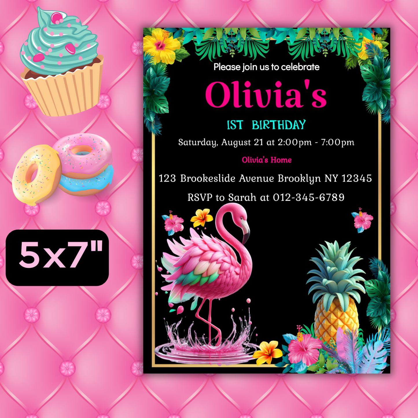 Flamingo Birthday Party Digital Invitation, Let's Flamingle Invitation, Tropical Birthday Invite, Pink Flamingo Invite, Summer Party Invite