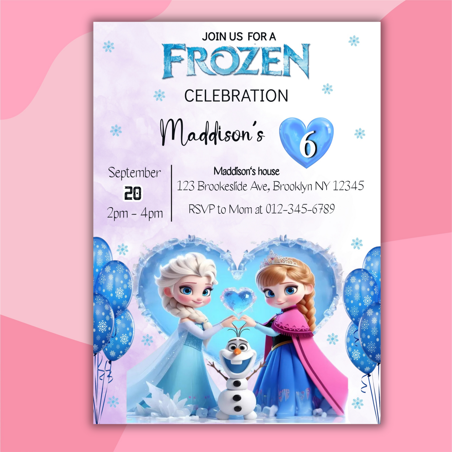 Personalized Disney Frozen Birthday Invitation for Kids | Printable Elsa & Anna Party Invite | Custom Digital Girl's Birthday Card