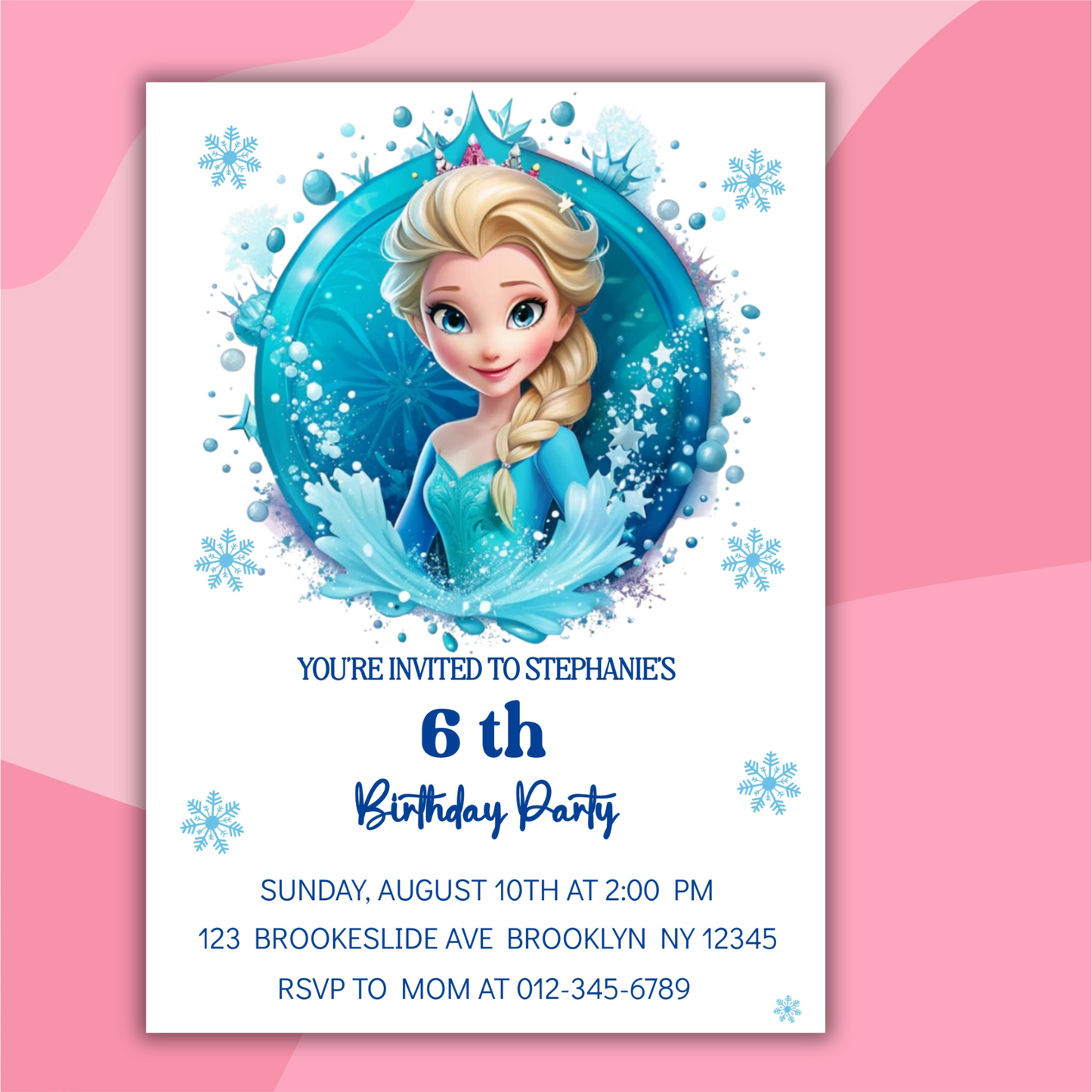 Editable Frozen Birthday Invitation for Kids | Princess Elsa & Anna Party Invite | Custom Digital Girl's Birthday Card