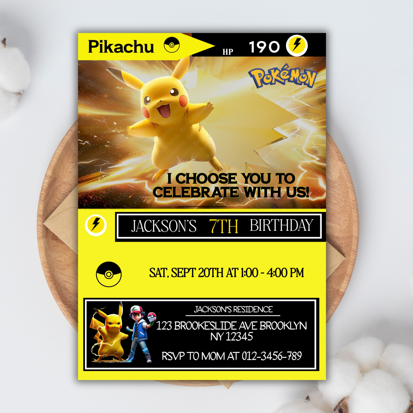 Pokémon Pikachu Birthday Invitation for Kids | Editable Kids Birthday Party Invite | Pokemon Instant Download Digital File