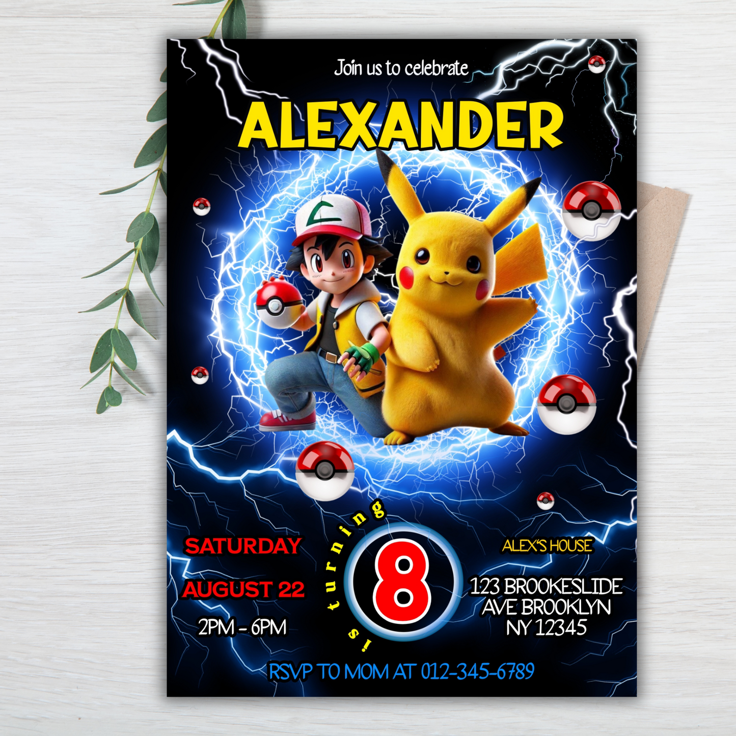 Pokémon Pikachu Birthday Invitation for Kids | Editable Kids Birthday Party Invite | Pokemon Instant Download Digital File