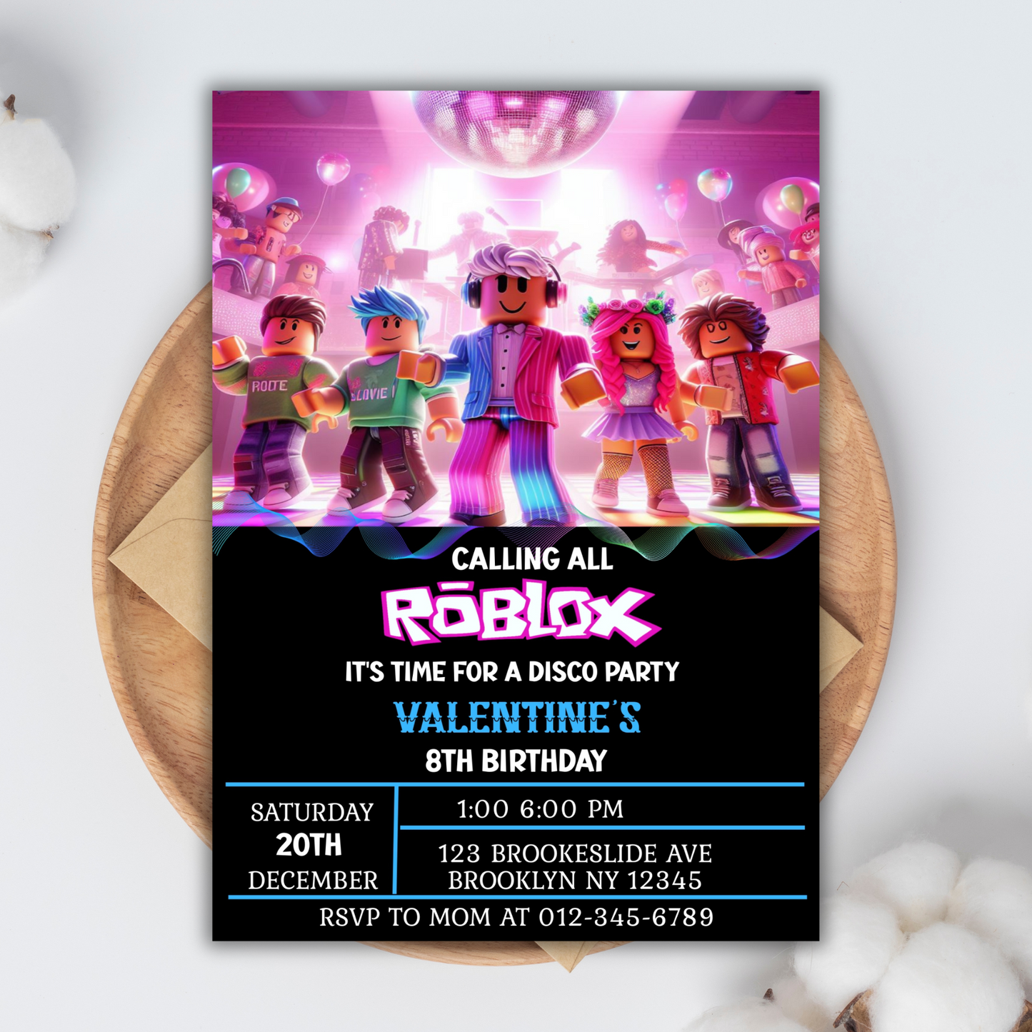 Roblox Disco Party Birthday Invitation | Roblox Birthday Digital Invite | Roblox Fun Party Invite | Disco Party Birthday Invite
