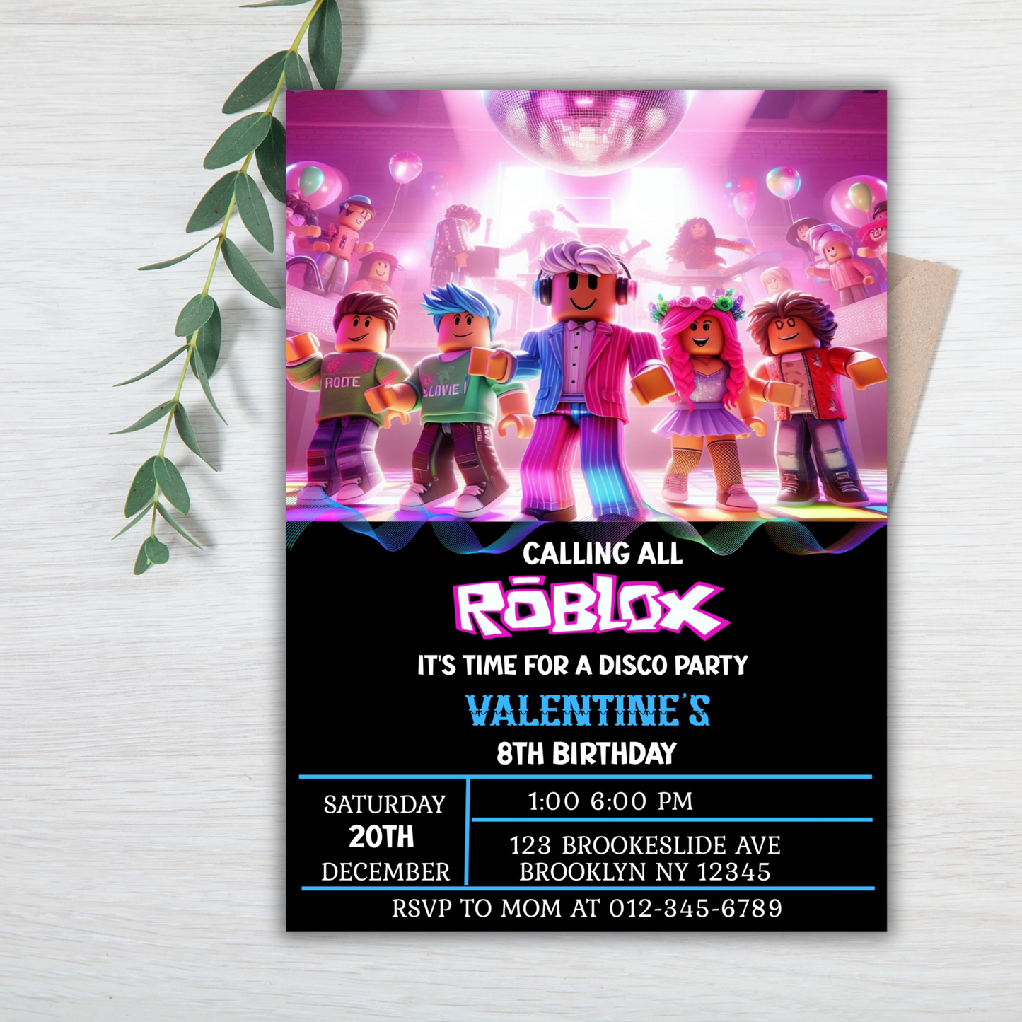 Roblox Disco Party Birthday Invitation | Roblox Birthday Digital Invite | Roblox Fun Party Invite | Disco Party Birthday Invite