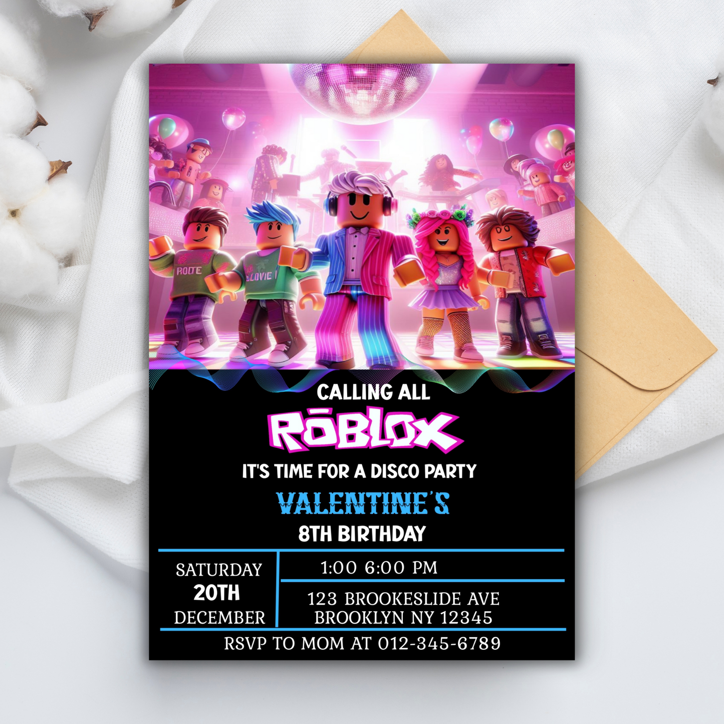 Roblox Disco Party Birthday Invitation | Roblox Birthday Digital Invite | Roblox Fun Party Invite | Disco Party Birthday Invite