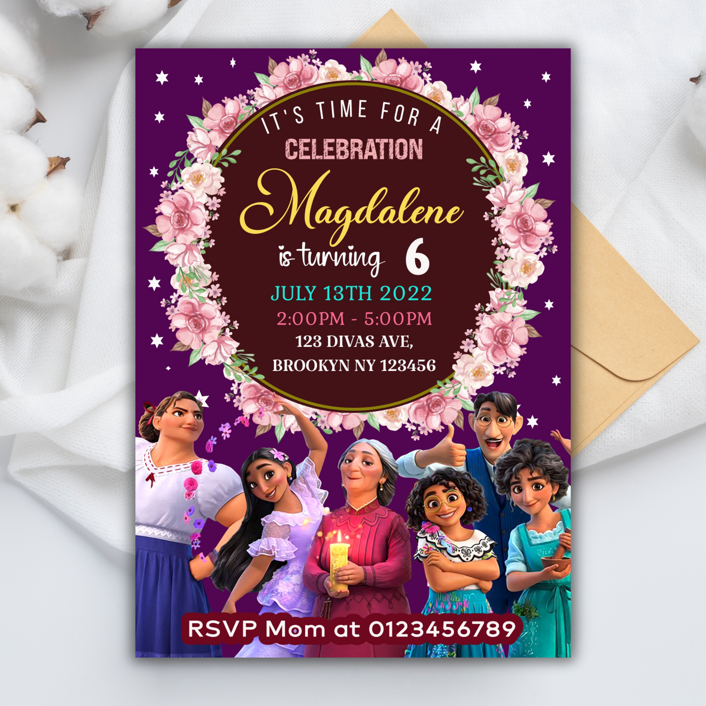 Disney Encanto Kids Birthday Invitation | Editable Encanto Party Invite for Girl | Magical Printable Digital Download