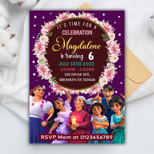 Disney Encanto Kids Birthday Invitation | Editable Encanto Party Invite for Girl | Magical Printable Digital Download