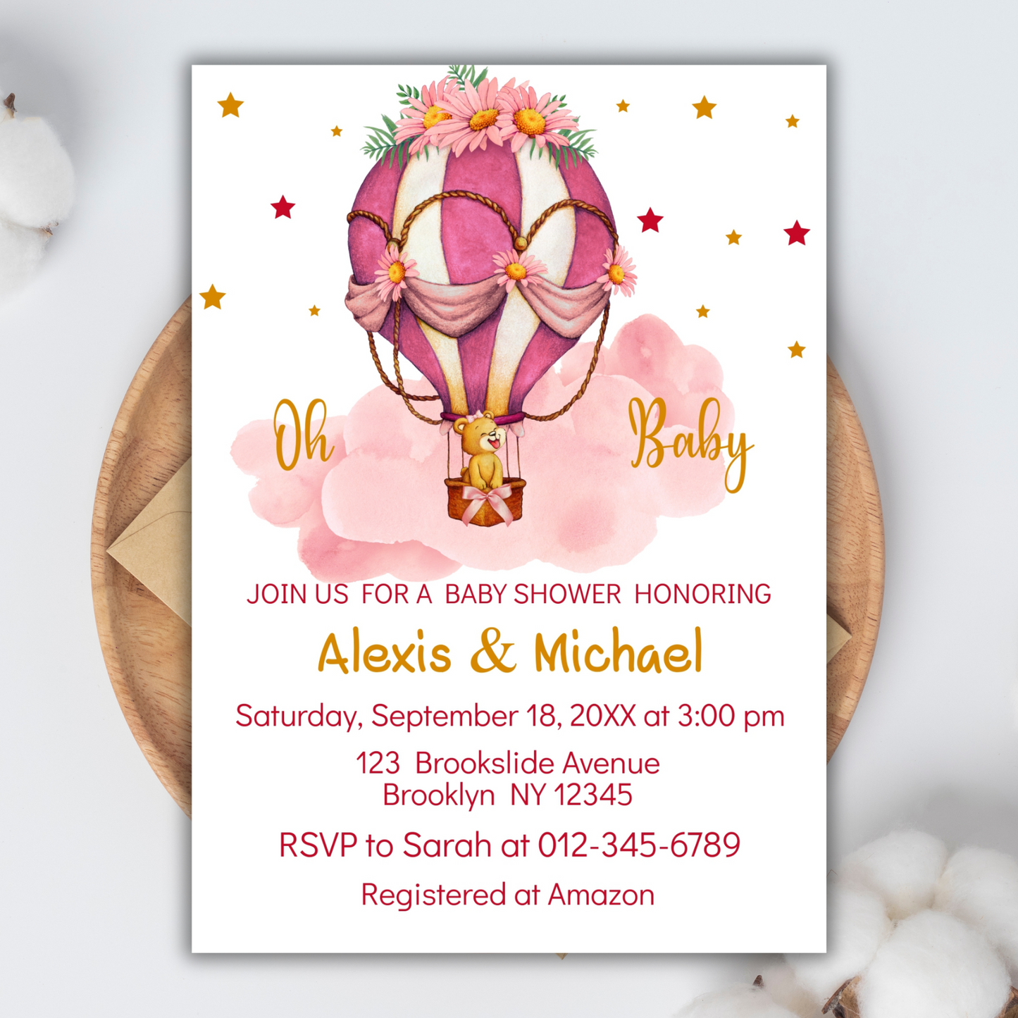 Oh, Baby Bear Baby Shower Invitation | Woodland Themed Baby Shower Invite | Cute Printable or Digital Bear Baby Invite for Boys or Girls