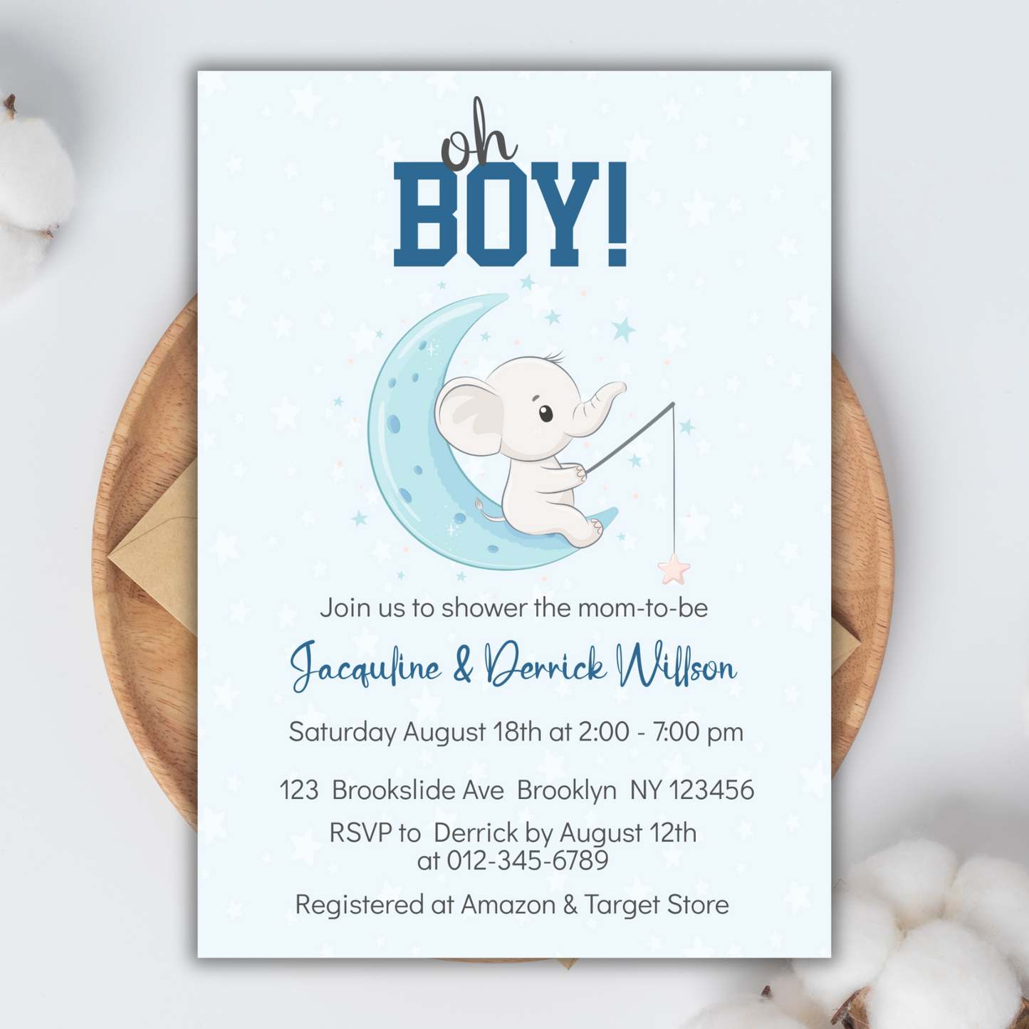 Oh Boy, We can Bearly Wait Baby Bear Baby Shower Invitation | Woodland Themed Baby Shower Invite | Cute Printable or Digital Bear Baby Invite for Boys or Girls
