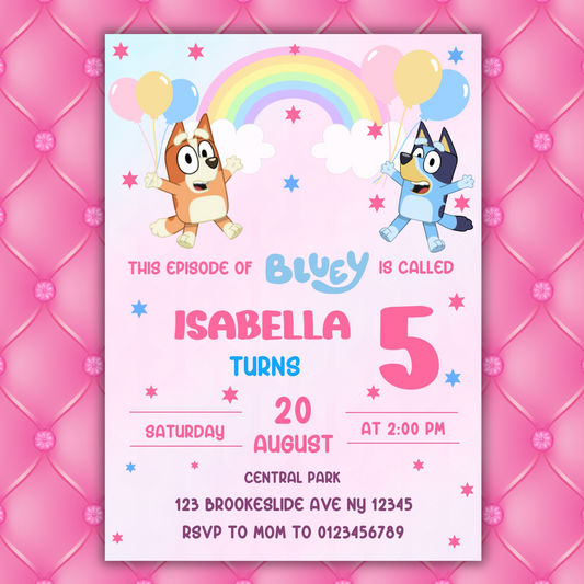 Bluey Birthday Invitation for Kids | This Episode of Bluey is Called | Bluey Girl Theme Birthday Invite