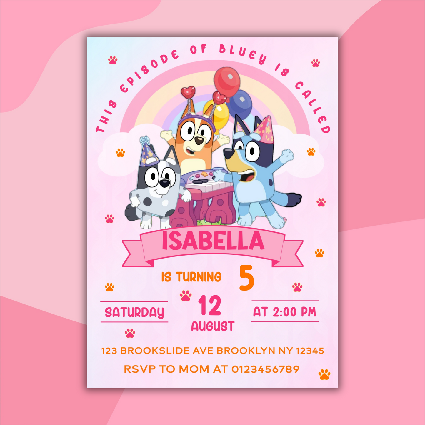 Bluey Birthday Invitation for Kids | This Episode of Bluey is Called | Bluey Girl Theme Birthday Invite