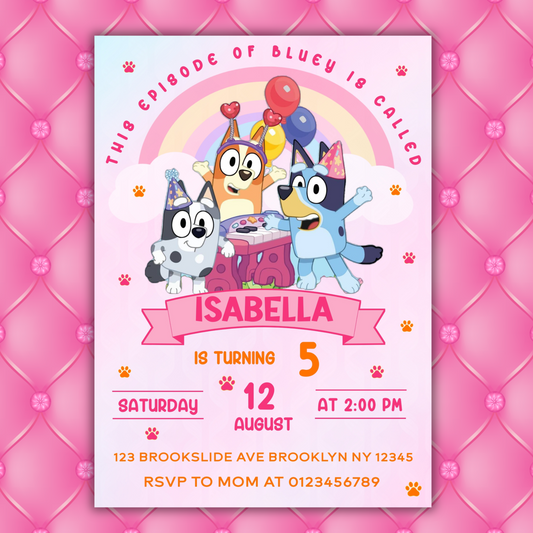 Bluey Birthday Invitation for Kids | This Episode of Bluey is Called | Bluey Girl Theme Birthday Invite