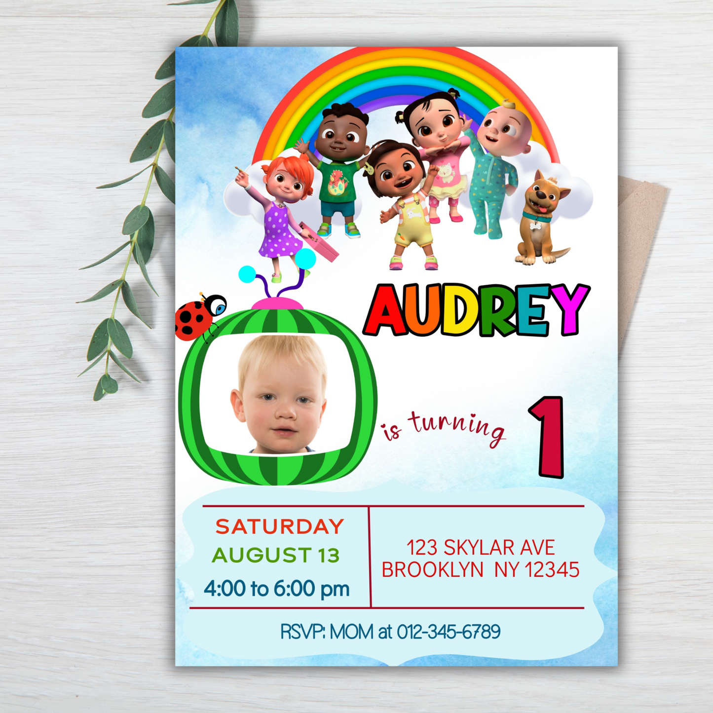 Cocomelon Photo Birthday Invitation, Custom Photo Party Invite, Kids Birthday Party Invite, Cocomelon Digital Birthday Invitationfor kids