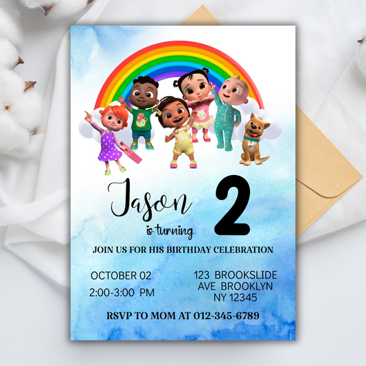 Cocomelon Birthday Invitation, Cocomelon Party Invite, Kids Birthday Party Invite, Cocomelon Digital Birthday Invitationfor kids (Copy)