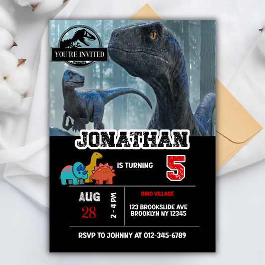 Dinosaur Digital Jurassic Birthday Invitation, Boys Dinosaur Birthday Template, T-Rex Boys Birthday Invitation, Custom Jurassic Dinosaur