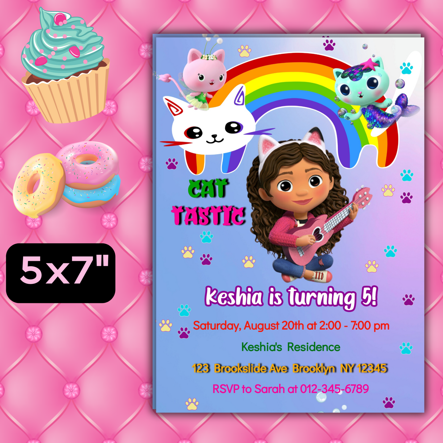 Gabby's Dollhouse Digital Birthday Party Invitation, Gabby Cat Dollhouse Kids Birthday Invite, Kids Cat Digital Printable Invitation