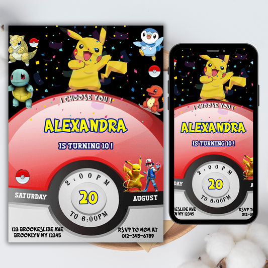 Pokémon Pikachu Birthday Invitation for Kids | Editable Kids Birthday Party Invite | Pokemon Instant Download Digital File