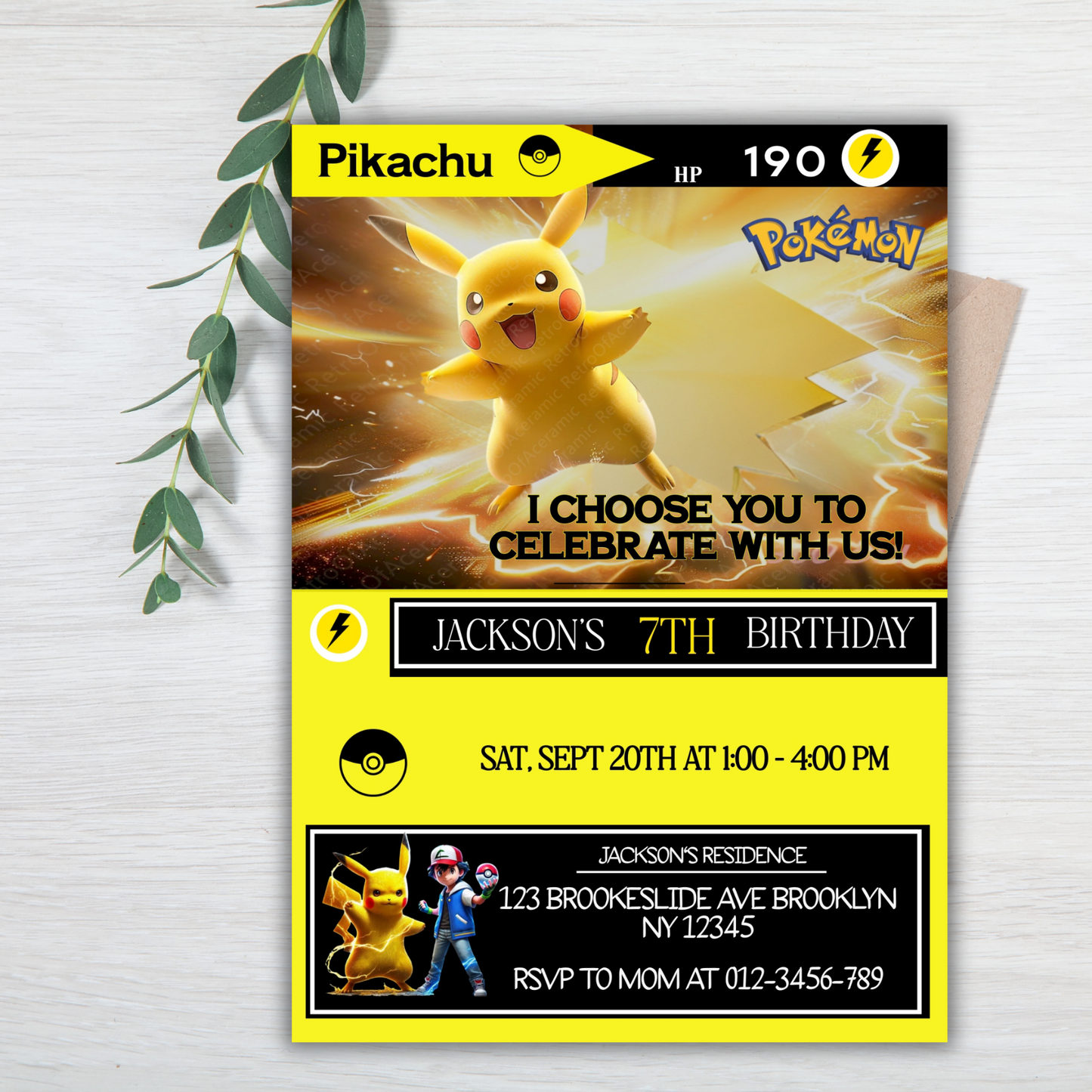 Pokémon Pikachu Birthday Invitation for Kids | Editable Kids Birthday Party Invite | Pokemon Instant Download Digital File