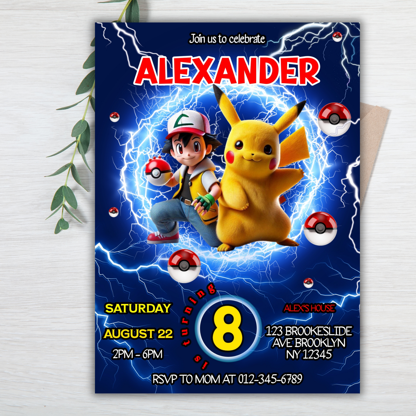 Pokémon Pikachu Birthday Invitation for Kids | Editable Kids Birthday Party Invite | Pokemon Instant Download Digital File