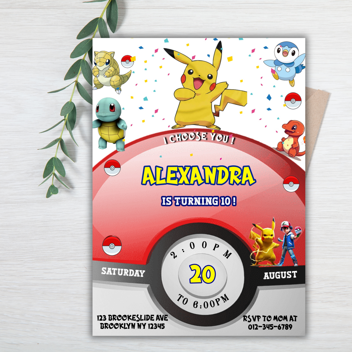 Pokémon Pikachu Birthday Invitation for Kids | Editable Kids Birthday Party Invite | Pokemon Instant Download Digital File