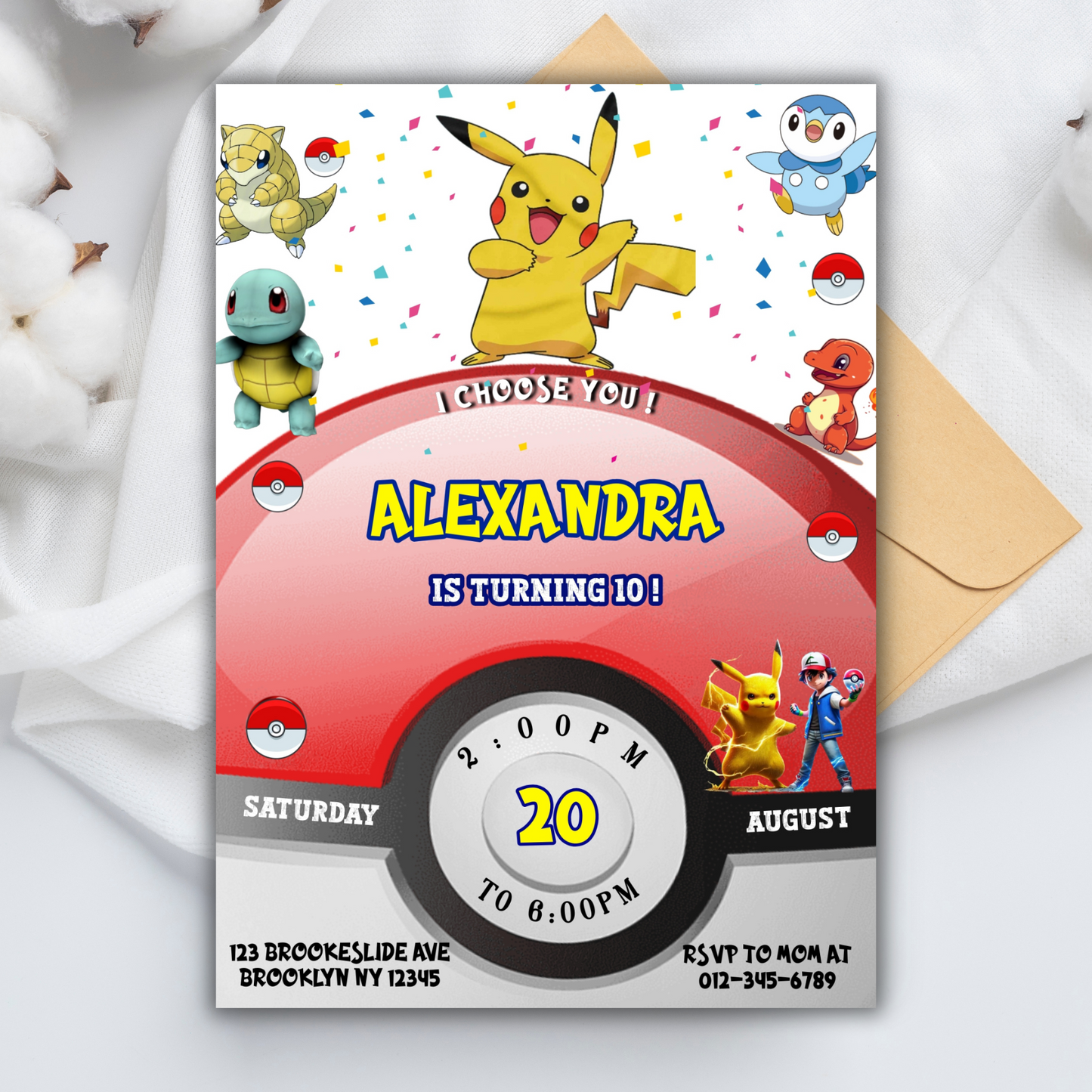 Pokémon Pikachu Birthday Invitation for Kids | Editable Kids Birthday Party Invite | Pokemon Instant Download Digital File