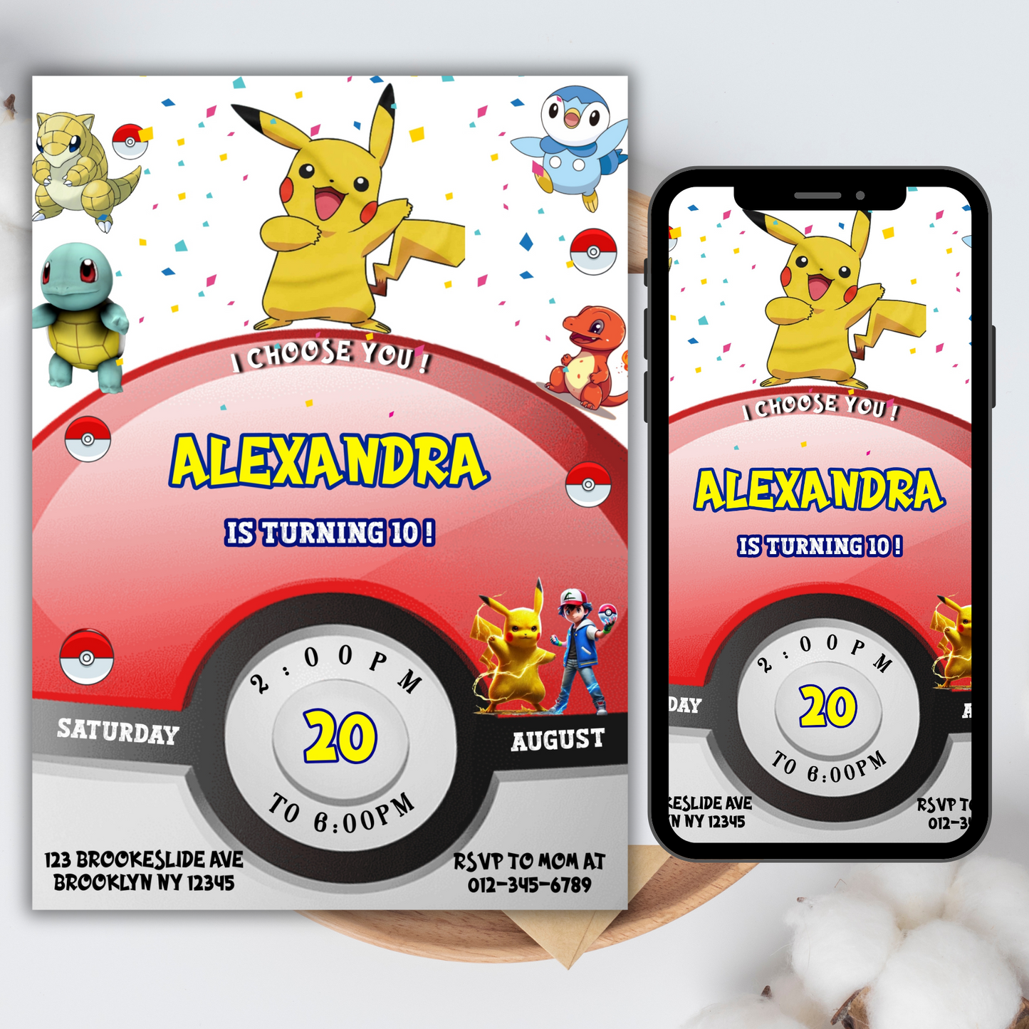 Pokémon Pikachu Birthday Invitation for Kids | Editable Kids Birthday Party Invite | Pokemon Instant Download Digital File