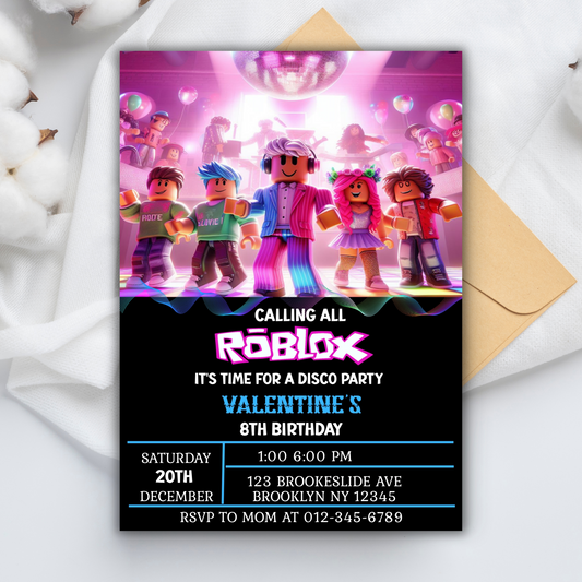 Roblox Disco Party Birthday Invitation | Roblox Birthday Digital Invite | Roblox Fun Party Invite | Disco Party Birthday Invite
