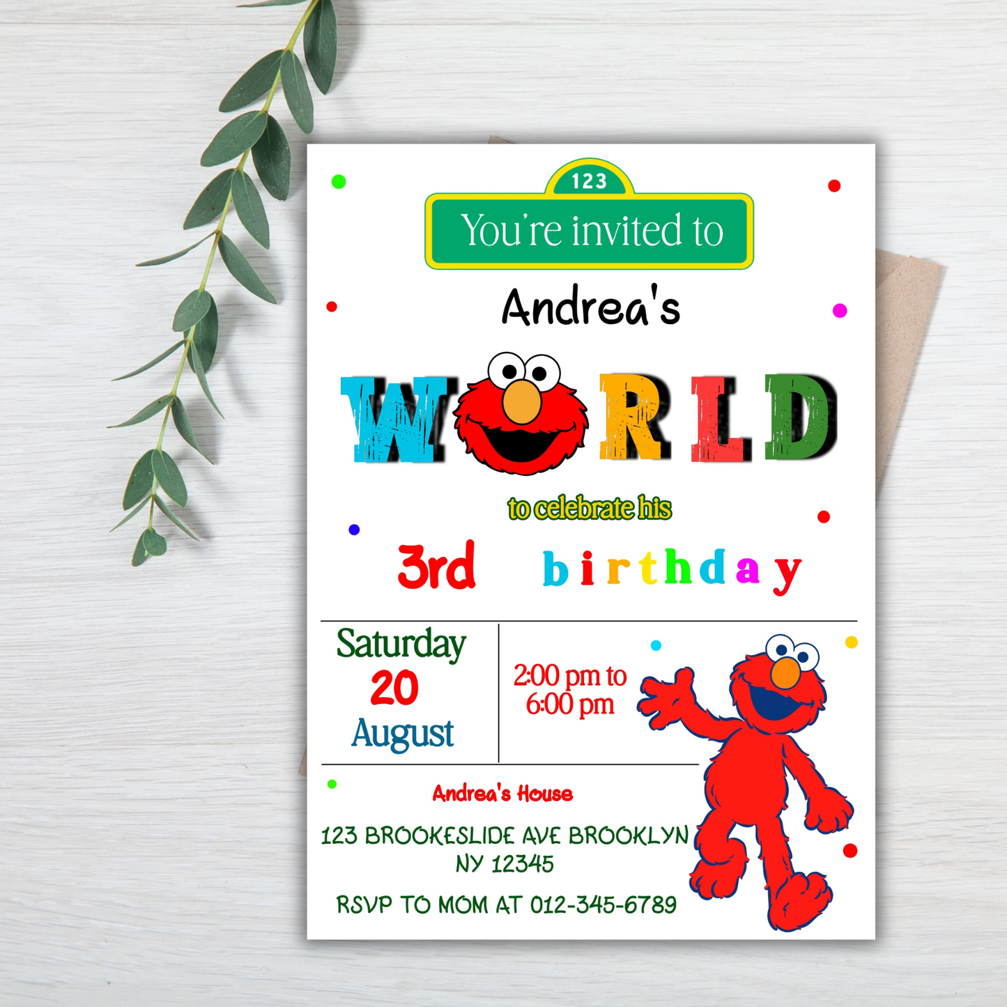 Sesame Street Elmo Birthday Party Invitation, Kids Elmo Digital Birthday Invite, Sesame Street Invitation, Digital Street Monsters Invite