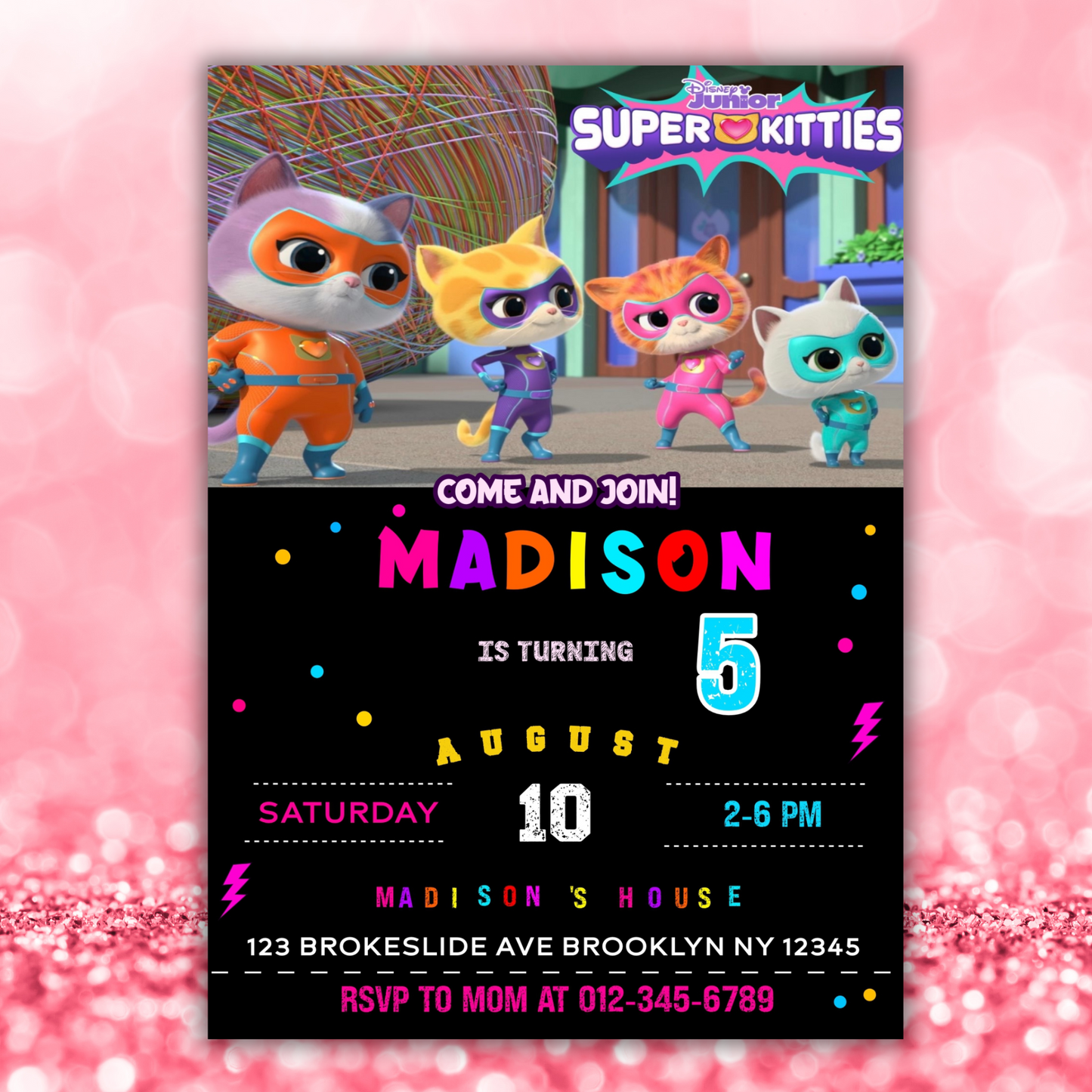 Super Kitties Birthday Invitation for Kids | SuperKitties Digital Invite | Cute Cat Party Theme | Superkitties Girls Party Instant Download (Copy)