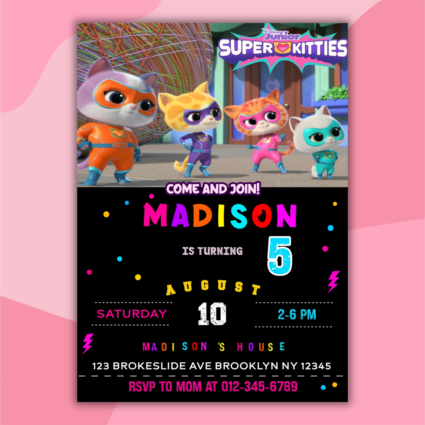 Super Kitties Birthday Invitation for Kids | SuperKitties Digital Invite | Cute Cat Party Theme | Superkitties Girls Party Instant Download (Copy)