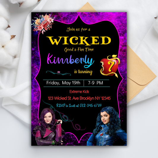 Wicked Disney Show Birthday Invitation | Printable Party Invite | Editable Green Witch Themed Birthday Card | Instant Download