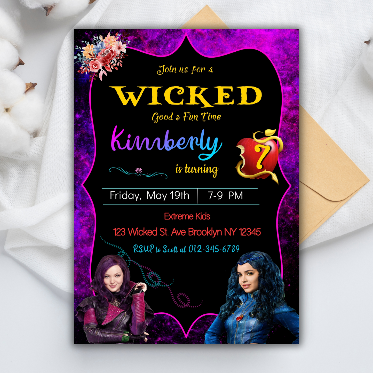 Wicked Disney Show Birthday Invitation | Printable Party Invite | Editable Green Witch Themed Birthday Card | Instant Download
